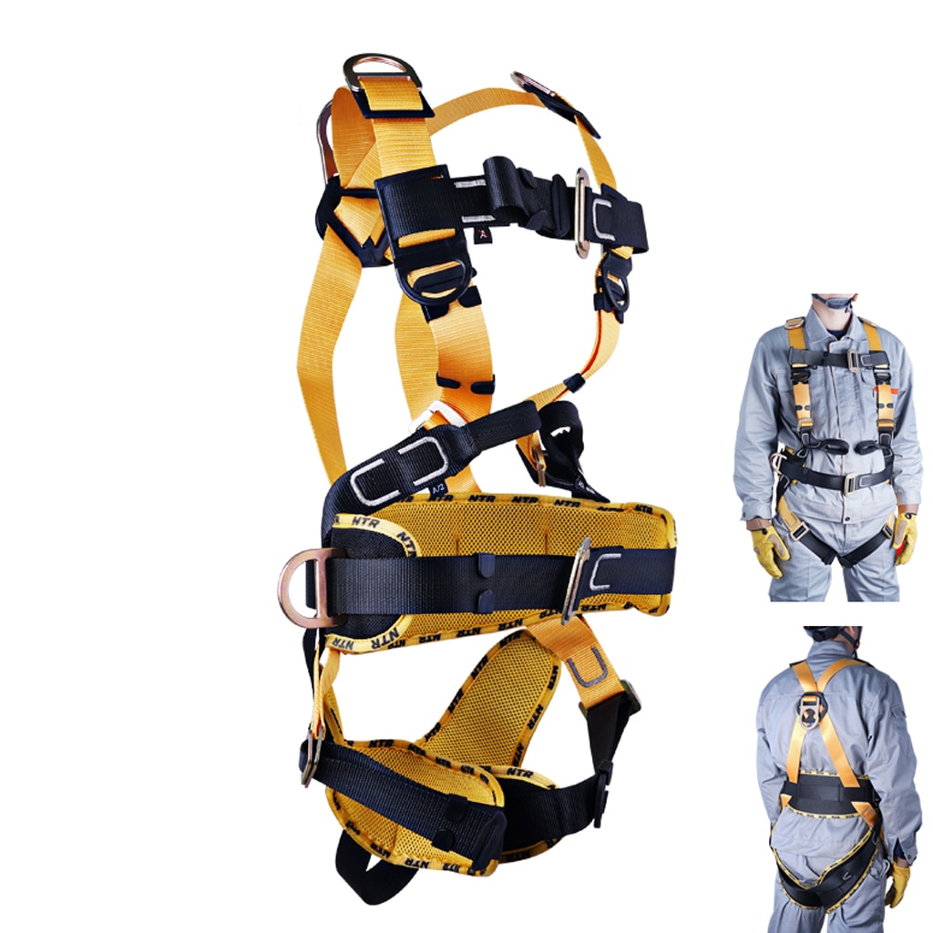 Full Body Rock Climbing High Work Rappelling Safety Harness Black Safety Tree Arborist Equipment Gear