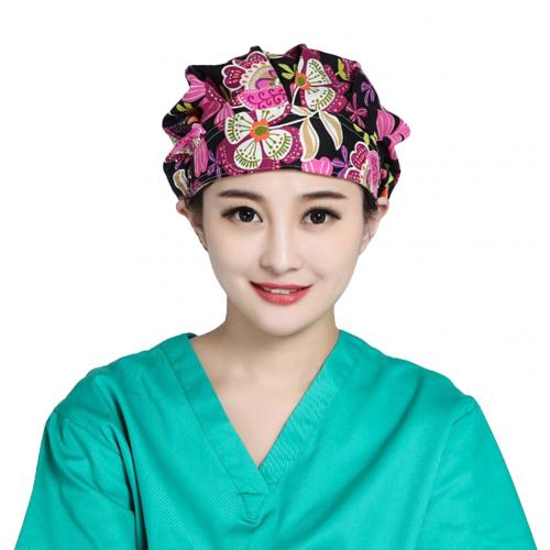Blomsterprint scrub cap salon kosmetolog kok støvtæt bouffant justerbar hat: Skønhedskonkurrence