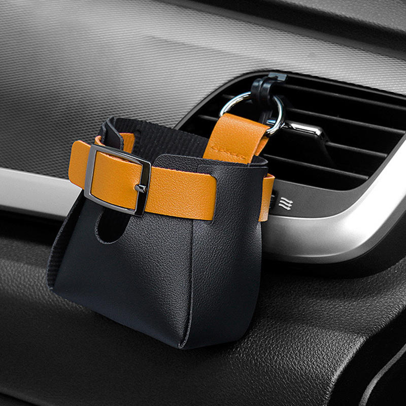Auto-opbergtas Ontluchter Dashboard Netjes Hangende lederen organizer Box Bril Telefoonhouder Organizer Auto-accessoires: GRIJS
