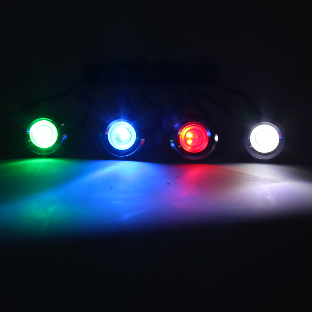 Led metall indikator signal strøm lys 12mm vanntett 6v 12v 24v 220v skrueterminal koble rød gul blå hvit 12 zsd.al