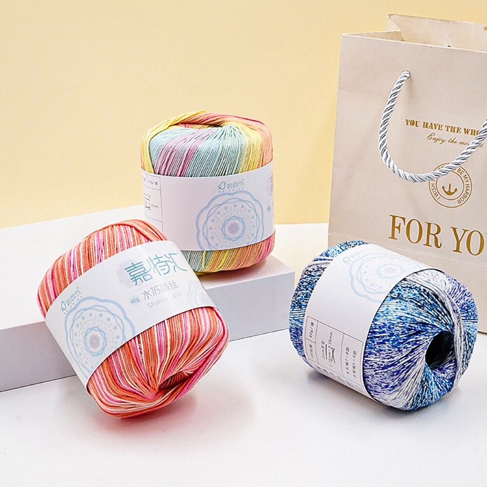 40g/Pcs 1mm 100% Cotton Shuisu Lace Yarns For Knitting And Crochet Scarf Sweater Etc. SSLS