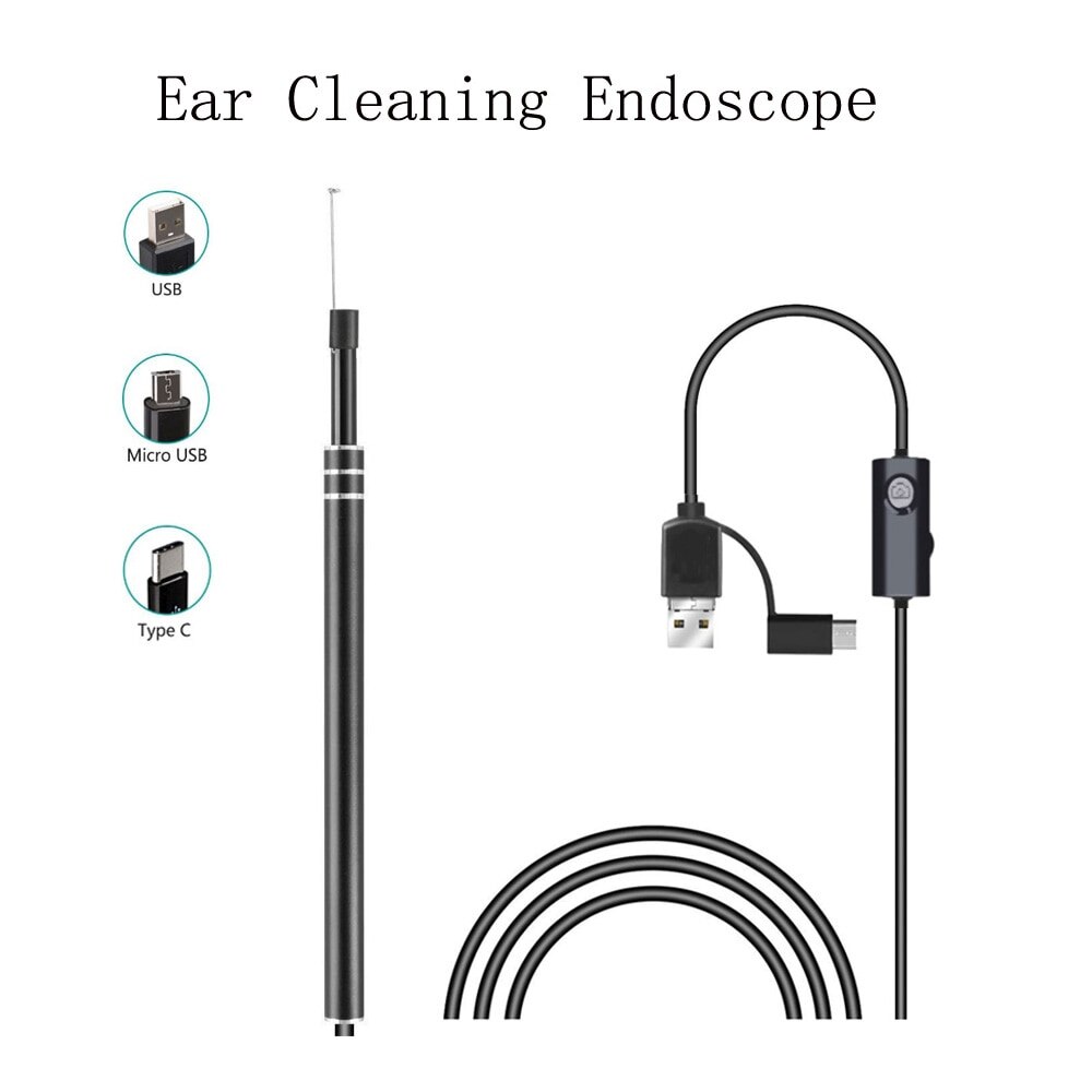 Household Ear Endoscope 300000 Pixels Waterproof Endoscope Camera With LED Lights For Checking Eardrum Mouth Throat Nose