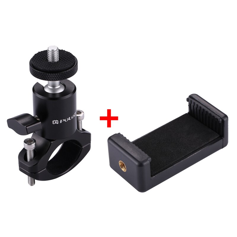 PULUZ Bike Bicycle Aluminum Handlebar Tripod Ball Head Adapter Mount For GoPro HERO 10 Black/7/6/Xiaoyi/DJI OSMO Action Cameras: Tripod add Clip