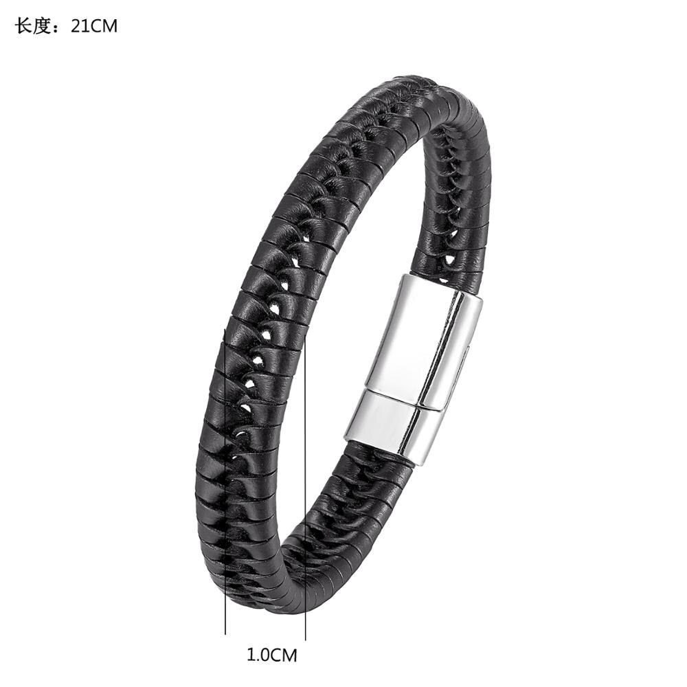 Mannen Mode Gevlochten Armband Mannen Zwart Lederen Armband Legering Gesp Mannen Sieraden Gesp