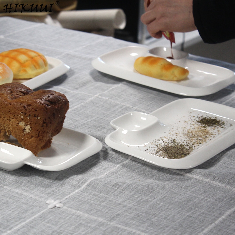 10"inch Ceramic Plate Diner Plates White Porcelain Dinnerware with Saucer Party Dishes Breakfast Dish Tableware