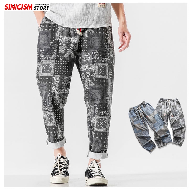 Sinicism butik mænd streetwear hip hop print afslappet joggers tøj mænd løse haremsbukser herre tie dye vintage bukser