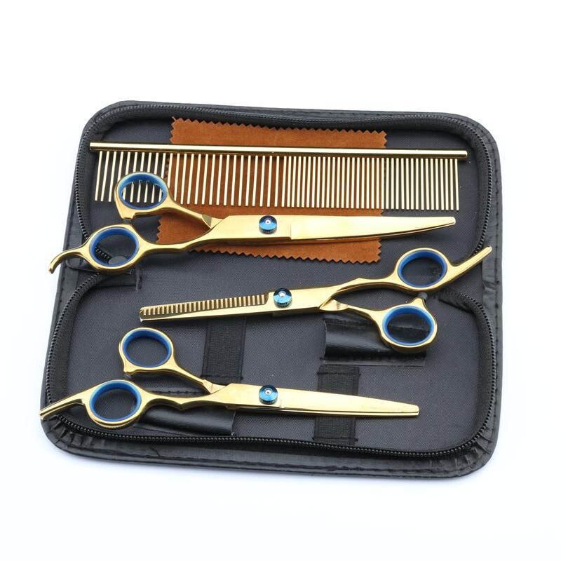 Kit de Ciseaux de Toilettage pour Chien en Acier Inoxydable, Ensemble avec Peigne pour Couper les Poils d&#39;Animaux de Compagnie, de 7 Pouces, Barbier, Amincissant