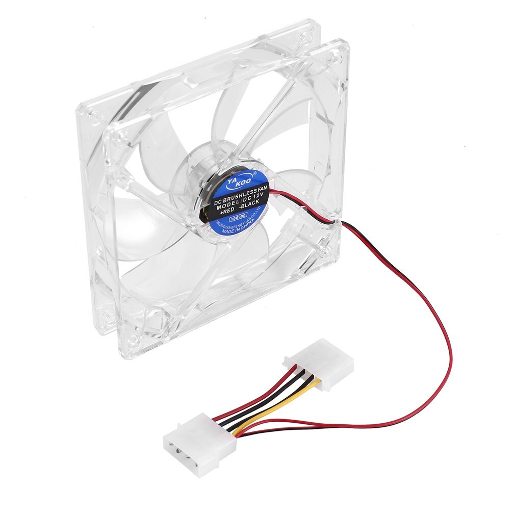 4 Pin PC Computer Clear Case Quad 4-LED Light 9-Blade CPU Cooling Fan
