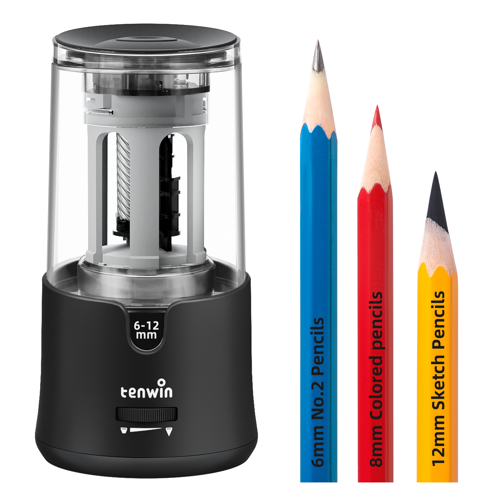 Tenwin-sacapuntas eléctrico automático para lápices de colores, afilador mecánico para oficina, suministros escolares, papelería,: Mezcla de color