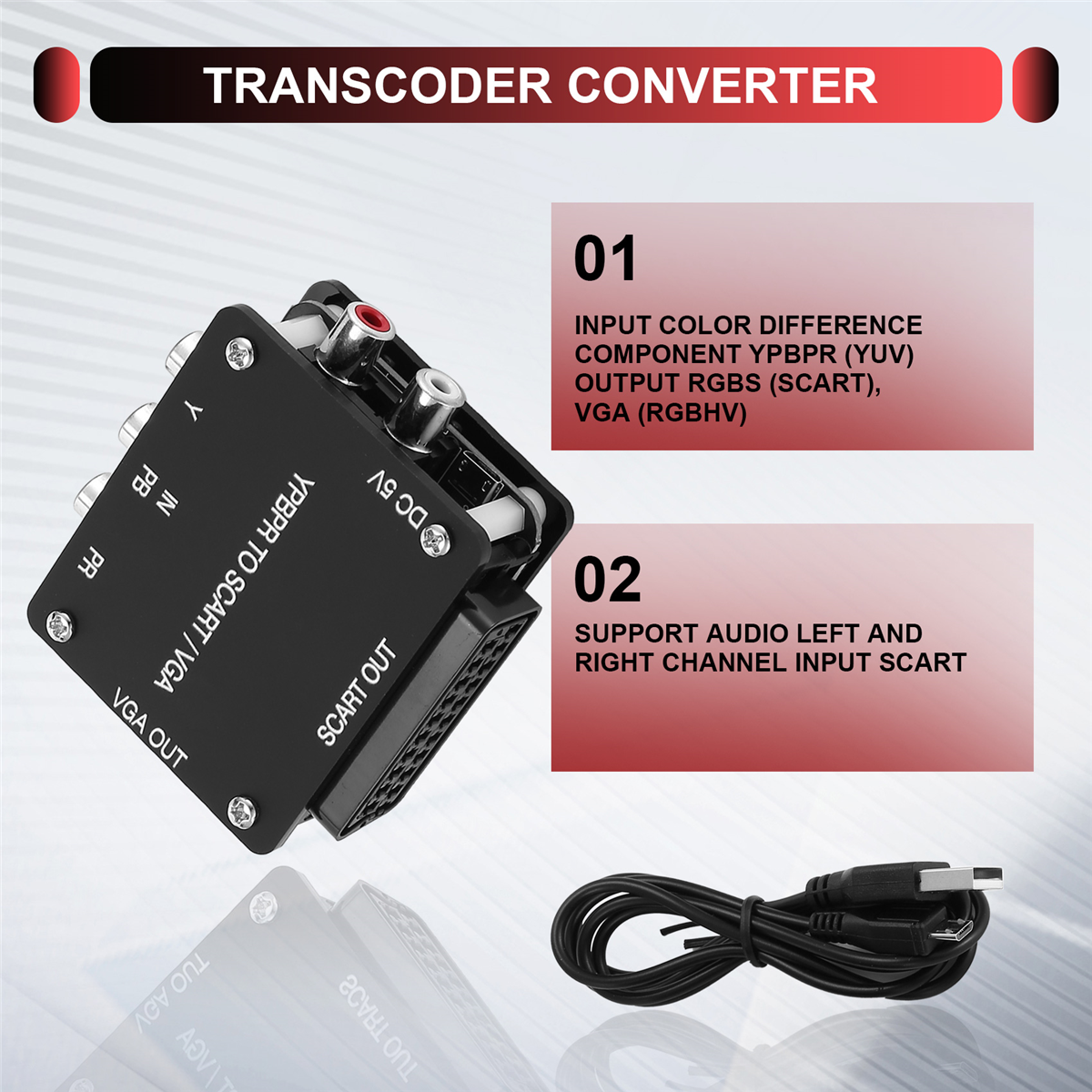 YUV TO RGBS YPBPR to SCART YPBPR TO VGA Component Transcoder Converter Game Console, RGBS to Color Difference ComponentM13K