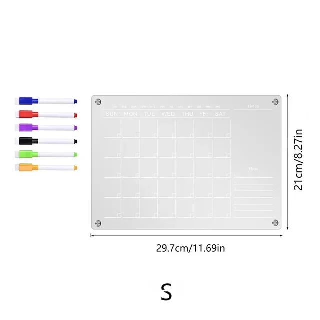 Kühlschrankmagnet, Kalender, Magnettafel, Wochenplaner, wiederverwendbare, trocken abwischbare Tafel, Zeitplan, transparente Kühlschrank-Nachrichten-Menü-Spielereien: Weiß