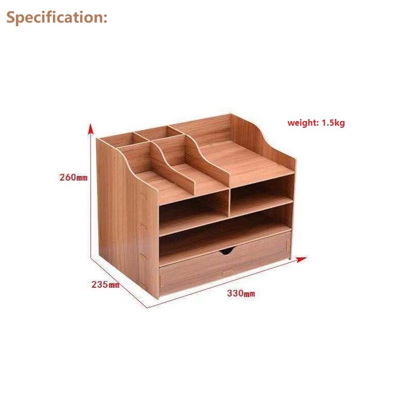 Trieur de documents de bureau en bois à 4 niveaux, support de documents A4 porte-plateau avec porte-stylo organisateur de bureau pour le bureau et la maison