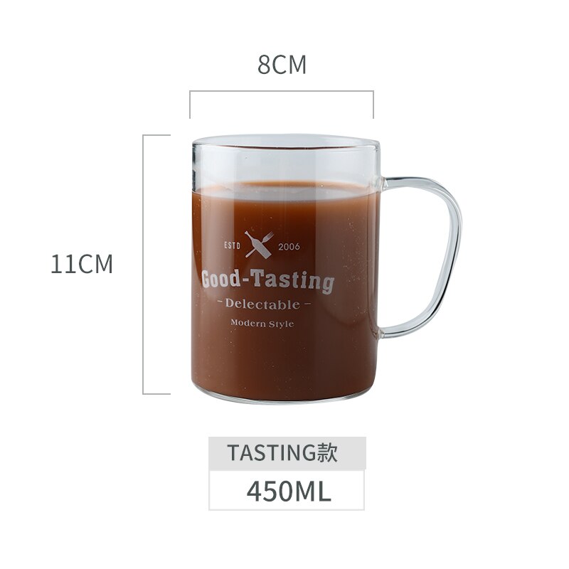 450ML Large Heat-resistant Borosilicate glass Mug Cup Beer Coffee Tea Milk Breakfast Mug Transparent Drink: Blue