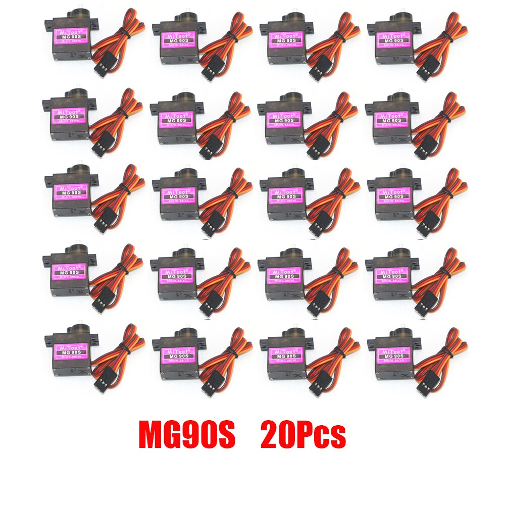 5/10 / 20szt MG90S Metal Gear Digital 9g Servo SG90 do helikoptera Rc Plane Boat Car MG90 9G Trex 450 RC Robot Helikopter: Burgundia