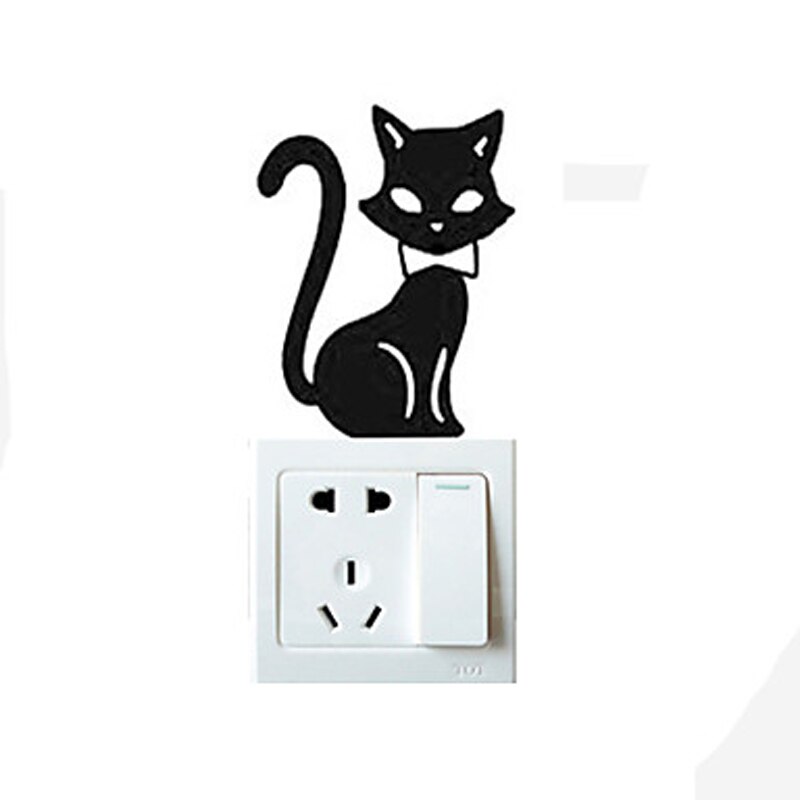 KUCADA beautiful cat switch panel sticker for wall decoration diy wall sticker black removable home decor mural decal WP1452