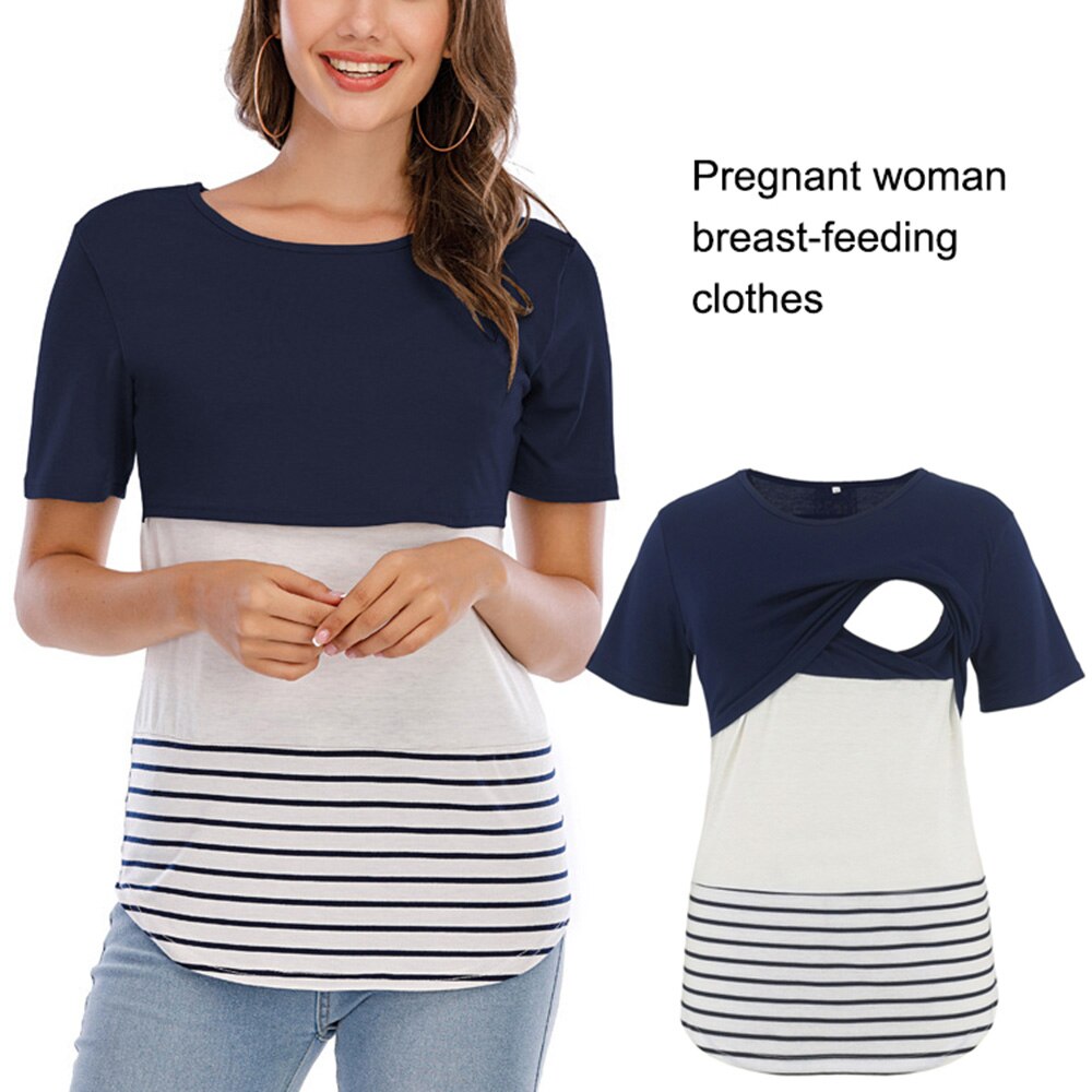 Générique 2024 AI Borstvoeding Dubbellaags Tops Lange Mouwen Vrouwen Zwangerschap T-Shirt voor Borstvoeding Blouse Sok Hoge Zwangerschap Zwart, Wijnrood, XL