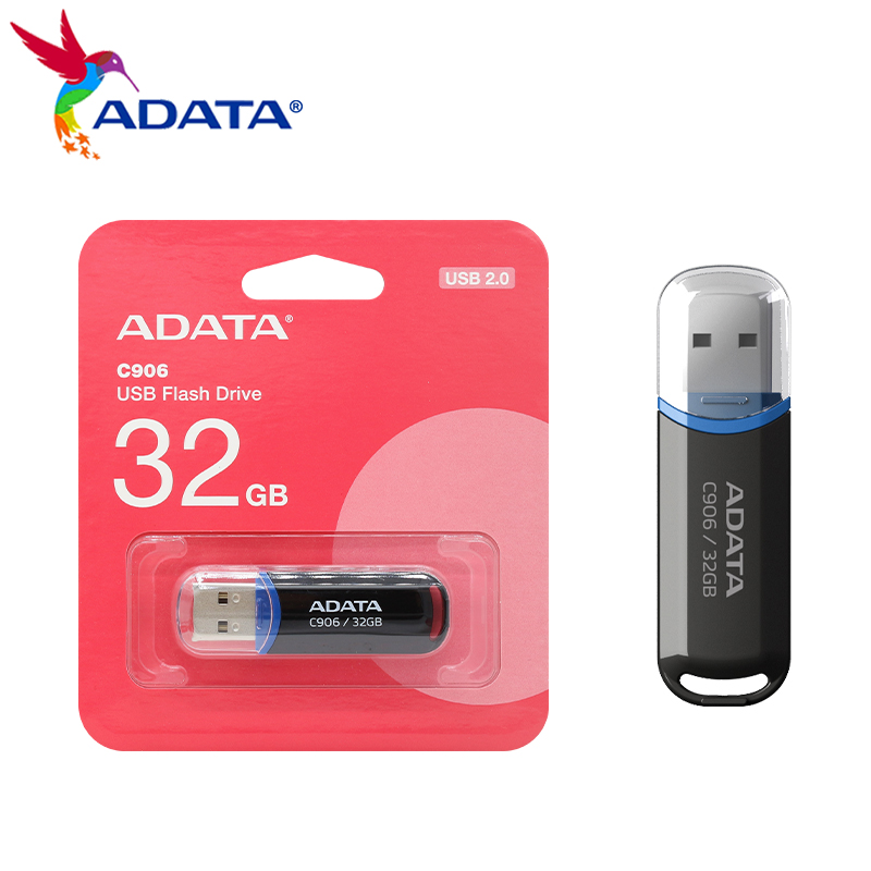 ADATA USB 2.0 Flash Disk C906 Memory Stick 8GB 16GB 32GB 64GB USB Flash Drive White Black Mini Portable Pen Drive For Computer