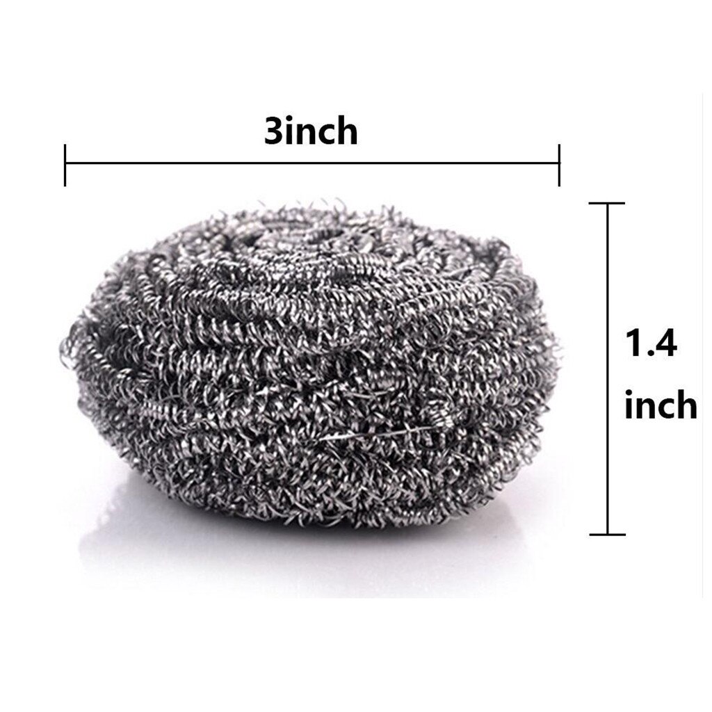 6PCs Stainless Steel Sponges Scrubbing Scouring Pad Steel Wire Ball Scrubber Rust Remover Dish Cleaning Kitchen