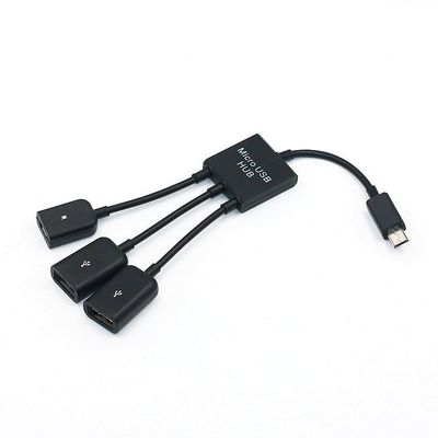 3 in1 Multi-function Dual Micro USB Host OTG Hub Adapter Cable Male to Female Dual Micro USB 2.0 Host OTG Hub Adapter Cable