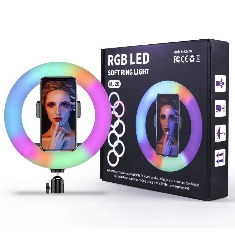 LED RGB Ring Light 20cm 8/10/12/14/18 inch RGB Colorful Photography LED For Live shooting makeup video studio