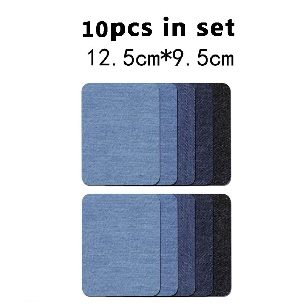Parches de mezclilla para planchar, parches de coderas para pantalones vaqueros, ropa y pantalones vaqueros, tela de costura, DIY, 10 o 5 uds.: 10pcs 12.5 x 9.5cm