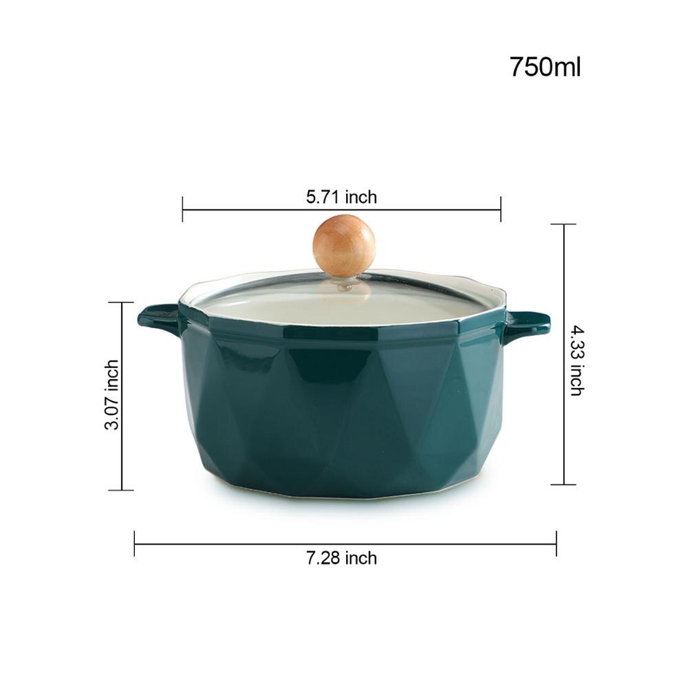 Keramisk bolle med stor kapasitet, keramisk stekepanne/skål, pastabolle, stor suppeskål, husholdnings keramikkskål, bærbar bolle: Grønn
