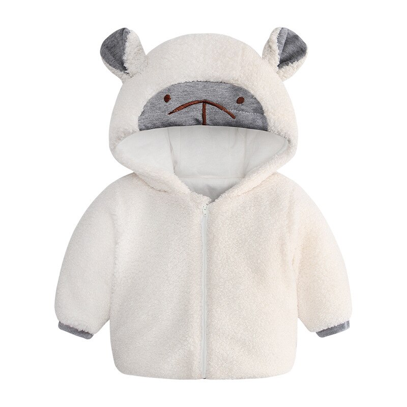 Outono inverno roupas do bebê meninos meninas casaco quente crianças bonito dos desenhos animados topos sólida mais veludo novas crianças casuais jaquetas 1-4y: White / 4 T