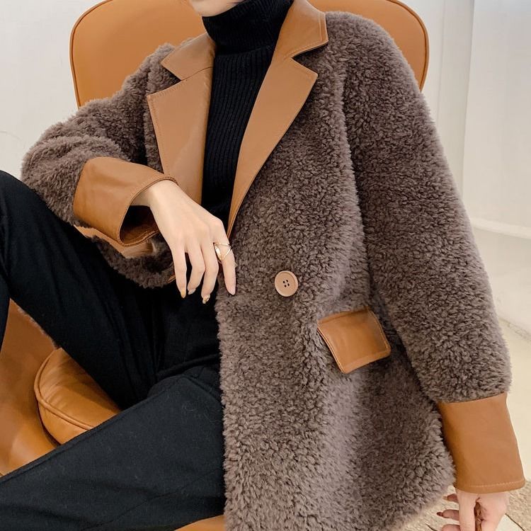 Veste en fausse fourrure pour femmes, manteau de Teddy, nouvelle , automne-hiver, peluche, manteau en fausse fourrure pour femmes, mince, laine d'agneau