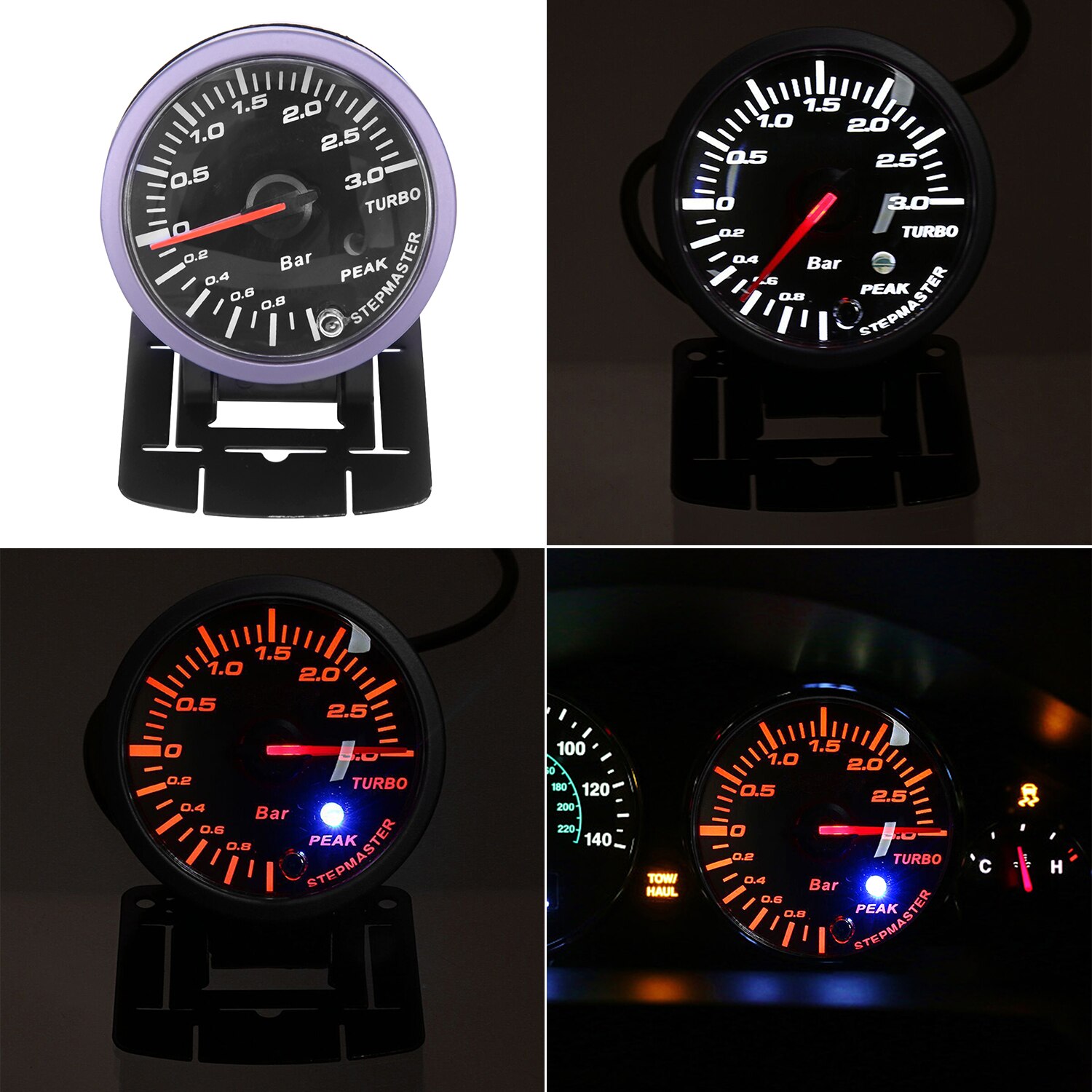 60 Mm 2.5 Voertuigen Auto Led Turbo Boost Vacuum Druk Manometer Bar Meter 12V