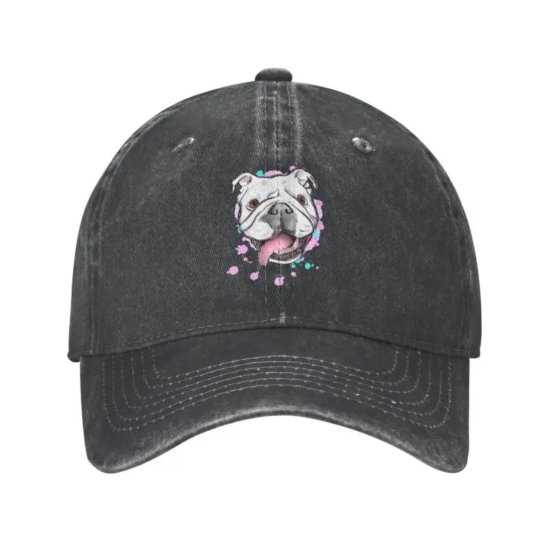 Gorra de béisbol clásica unisex de algodón inglés Bull Terrier, sombrero ajustable para adultos para hombres y mujeres, protección solar: Negro