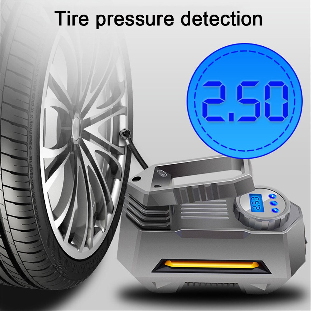 Portable Air Compressor Bright Emergency Flashlight Tire Inflator Auto Tire Pump With Digital Pressure Gauge 150 Psi 12V DC 2022