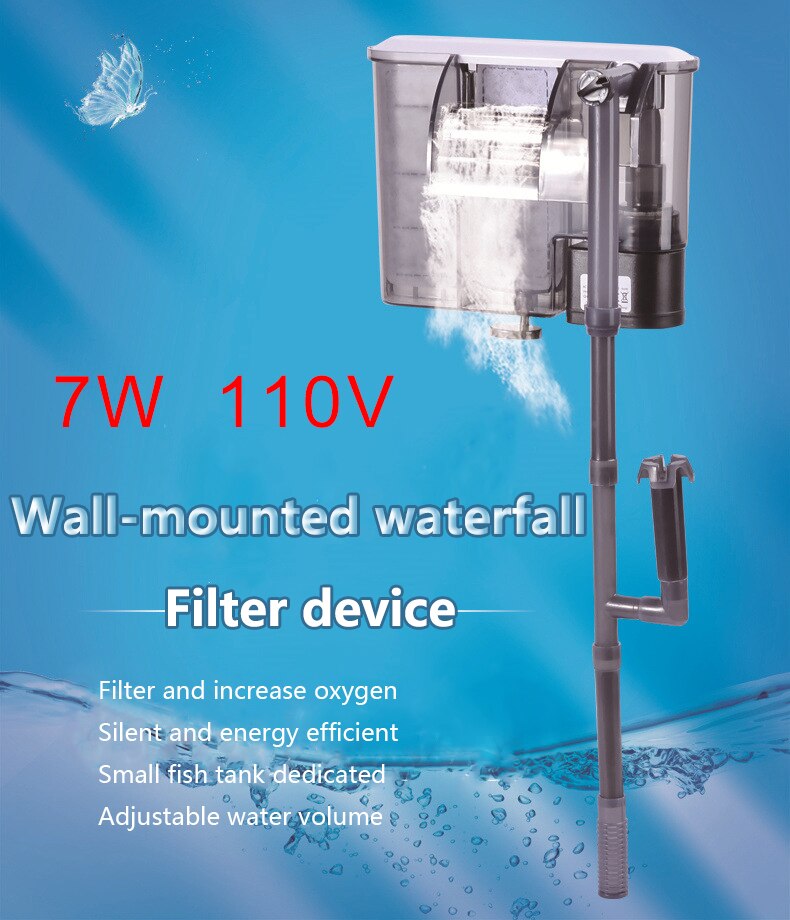 Aquarium Filter Wasserfall Filter Wasser pumpe Externe sauerstoff pumpe filtr ryby Kaskade Filter: 7W-110V