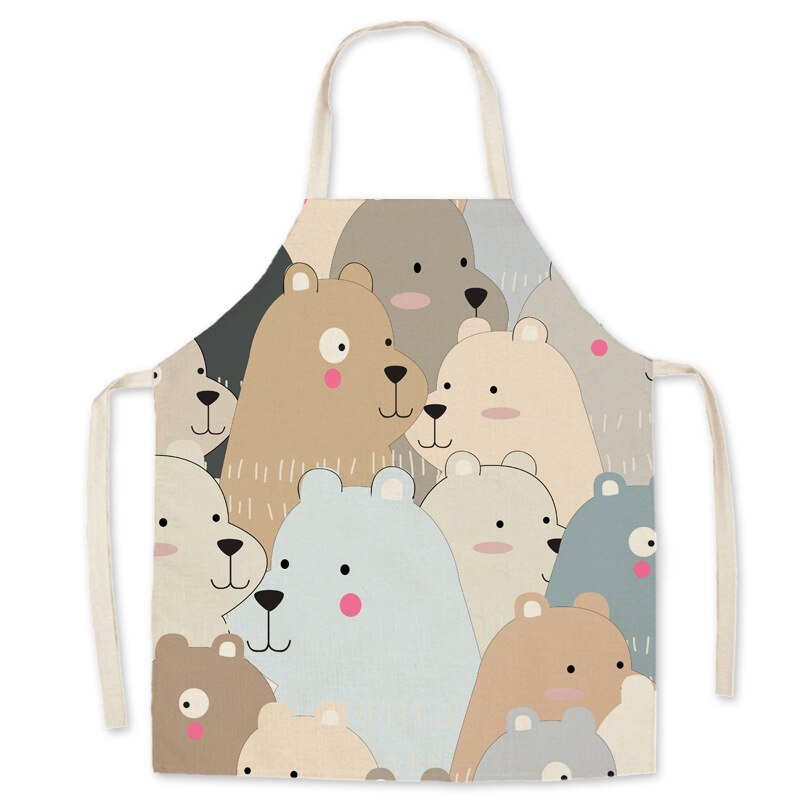 Delantal de cocina con dibujos animados para padres e hijos, sin mangas, de lino y algodón, Unisex, para hornear: NO.5 / 68x55cm adult size