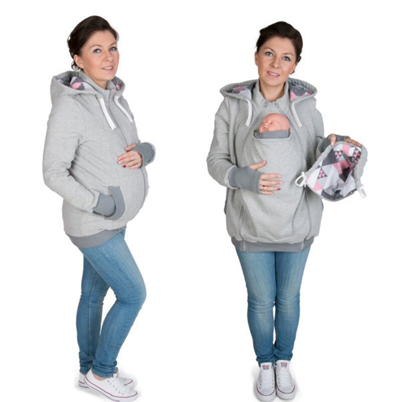 Manteau de maternité 3 en 1, sweat à capuche d&#39;hiver, poche kangourou, veste pull de maternité pour femmes enceintes, sweat surdimensionné