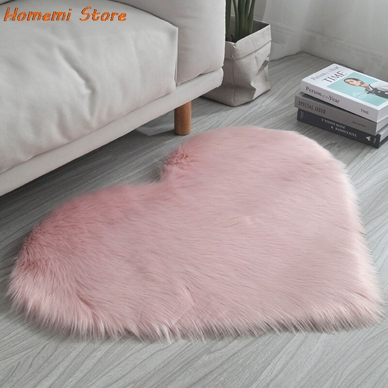 Pluche Tapijt Voor Woonkamer Hartvormige Pluche Tapijt Slaapkamer Tapijten Sofa Kussen Bed Home Decor Tapijten Zachte Mat