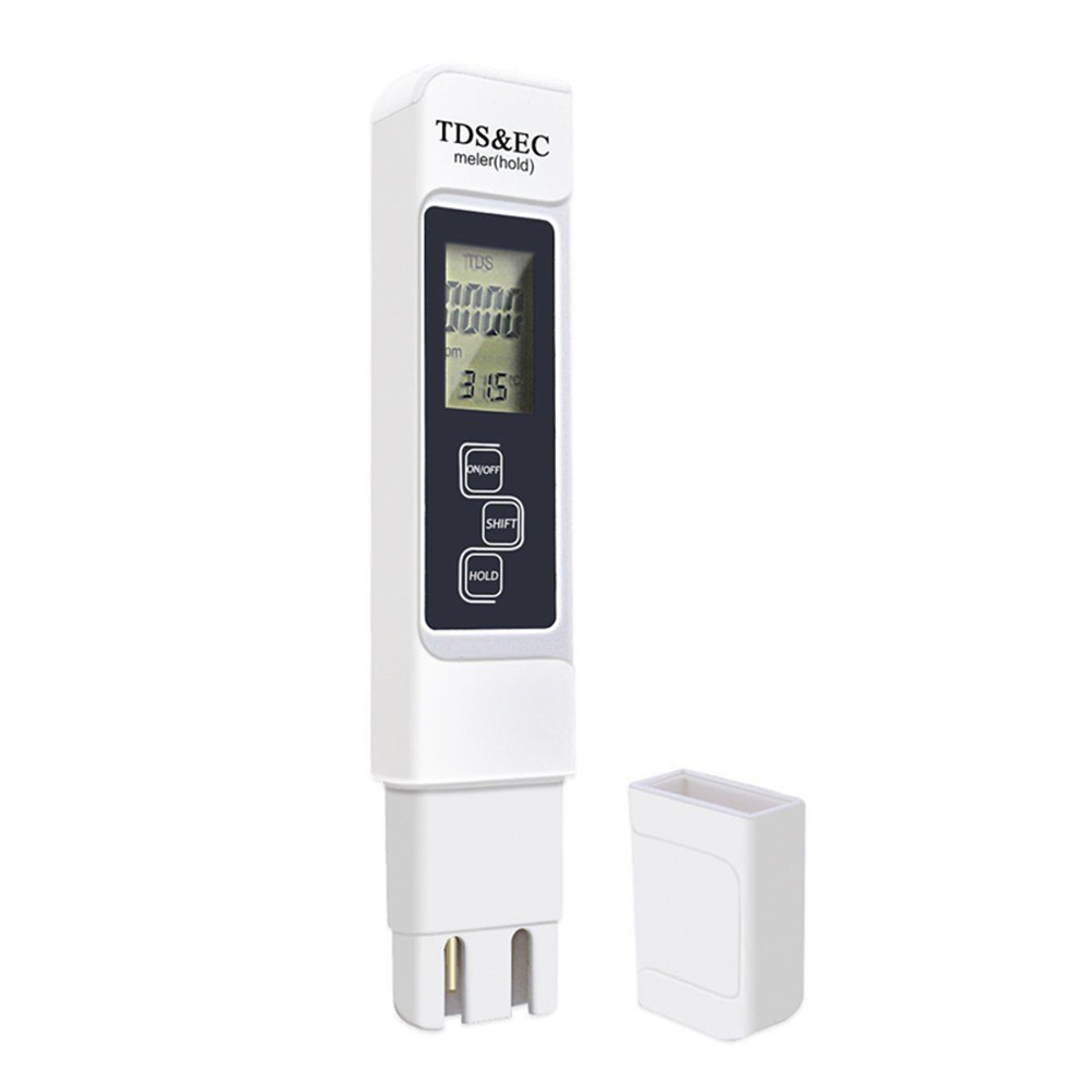 TDS EC medidor de temperatura pluma 3 en 1 Función de conductividad herramienta de medición de de Agua TDS & EC probador 0-9990ppm 15%: Blanco