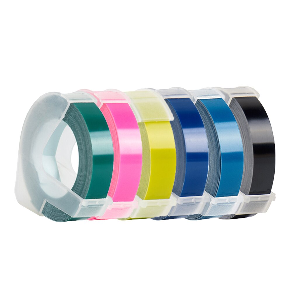 6 rollen Mehrfarbig PräGen Band 9MM Präge Etikett Band Nachfüllung Kompatibel für Motex E101 und DYMO 12965 Präge Etikett Hersteller: 6Rollen gemischt Farbe C