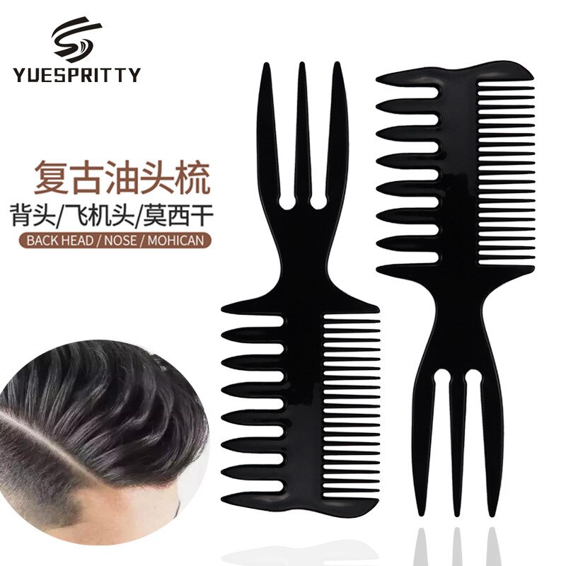 Brede tenner hårbørste gaffel kam menn skjegg frisør børste frisørsalong styling verktøy salong tilbehør afro frisyre