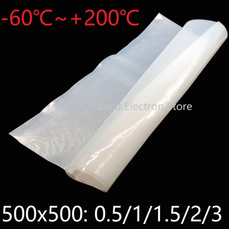 Silikone gummiplade 500mm x 500mm x0.5mm bredde pudeforsegling filmplademåtte firkantet flad pakning varmebestandig mælkehvid