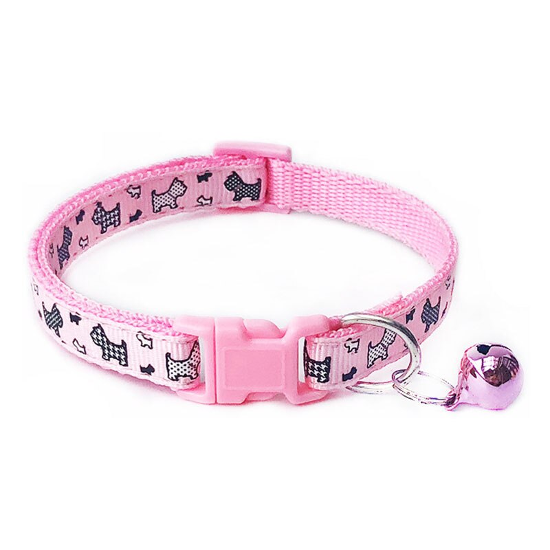 Mignon arête de poisson imprimé réglable chien chat collier détachable Nylon animal de compagnie chiot chien chaton chat collier avec cloches 19-32cm directe: 7