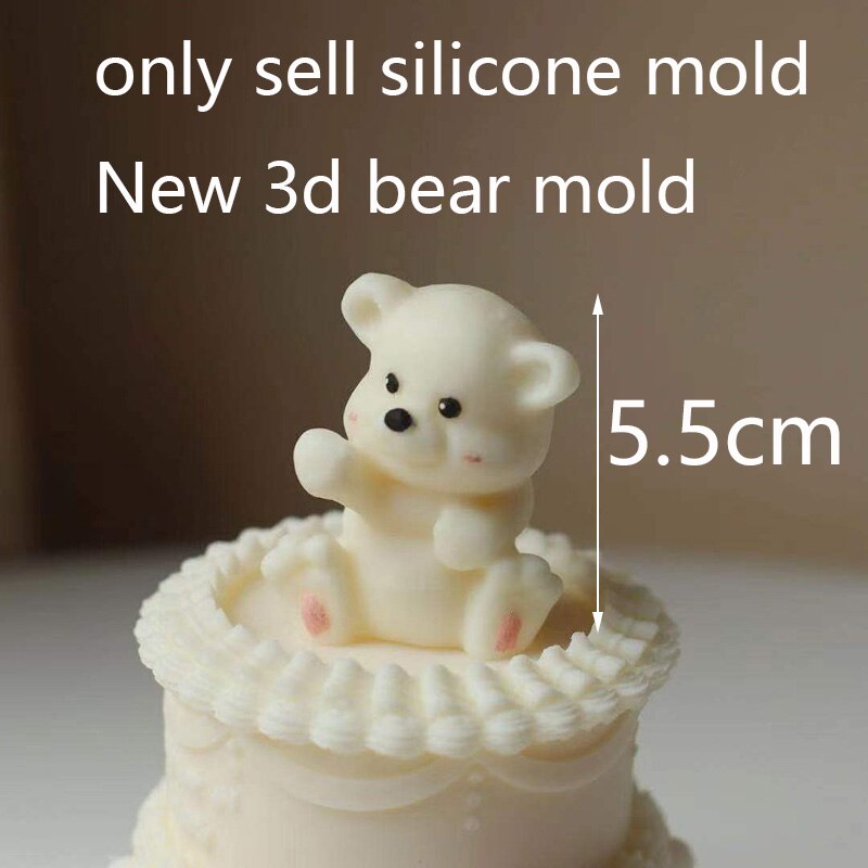 Molde de silicona con forma de Animal para decoración de velas, molde de yeso para aromaterapia con de oso de bebé, 3D coreano: D-mold