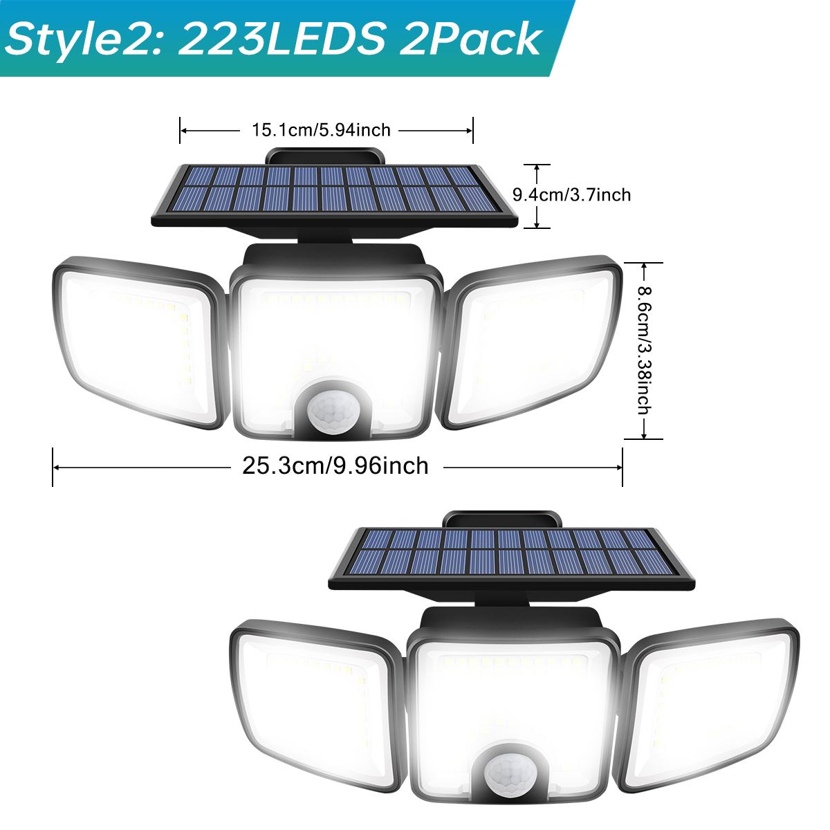 3000LM Solar Light With Dual PIR Motion Detector 3 Lighting Modes 270° Illumination IP65 Waterproof Security Garde Flood Lights: moon blue