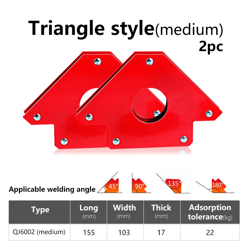 Magnetic Square Welding Magnet Square Holder for Electric Welding Magnetic Arrow Clamp Soldering Locator Iron Auxiliary Tools: Medium 2pc