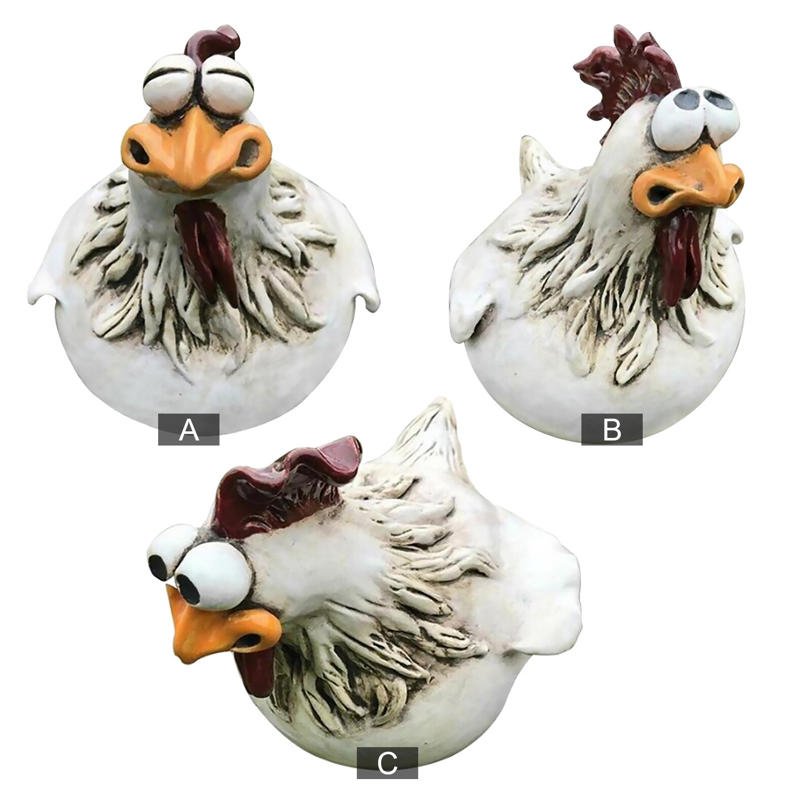 Chicken Fence Statues Farmhouse Big-Eyes Chicken Hen Resin Craft Chicken Hen Sculpture Outdoor Garden Farm Yard Art Home Decor