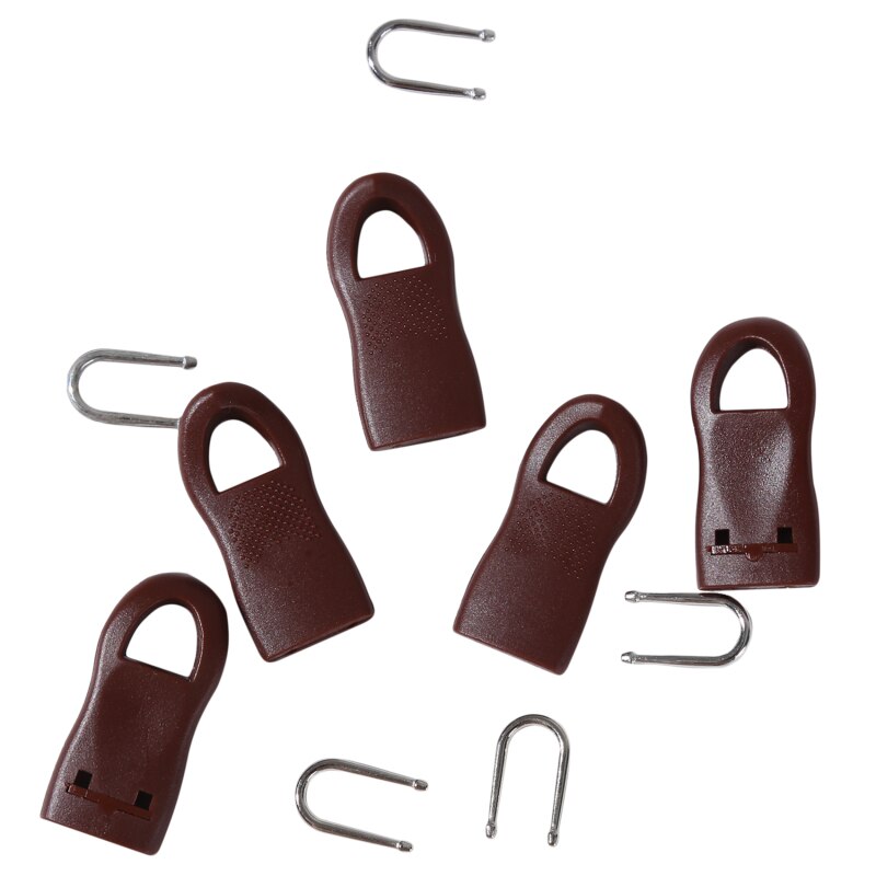 Kits de reparación de relámpago con cremallera, tirador de cremallera para deslizador de cremallera, costura artesanal, reparación instantánea, para bolsas, 5 uds.: Brown 8