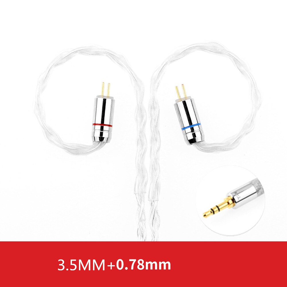 Newest TRN T3 8 core silver cable Upgrade Earphone Cable 3.5/2.5mm MMCX/2Pin Connector For TRN V90 BA5 ST1 V80 T3 P1 T4 ZSX C12: 3.5mm 0.78mm