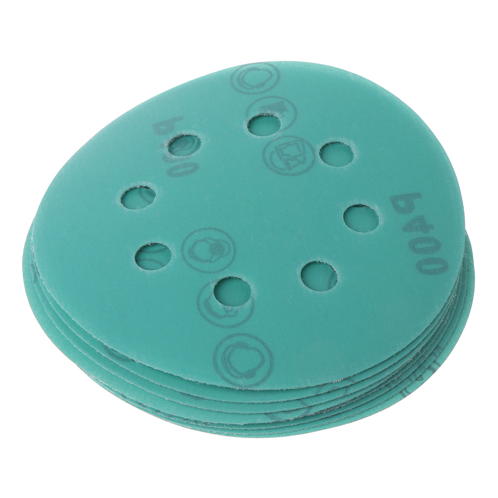 10 stk anti tilstopning 125mm sandpapir 5 " polyester film slibeskive våd og tør krog og løkke slibeværktøj korn 60 ~ 2000