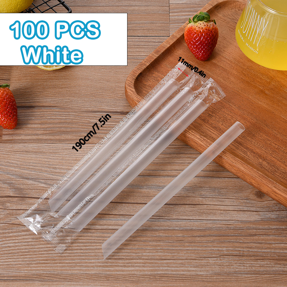 Pajitas para batidos Jumbo blancas, pajitas grandes para beber, té de burbujas, batido, pajitas para té de la leche, , boda, Bar, accesorio para el hogar, 100-600 piezas: Azul cielo