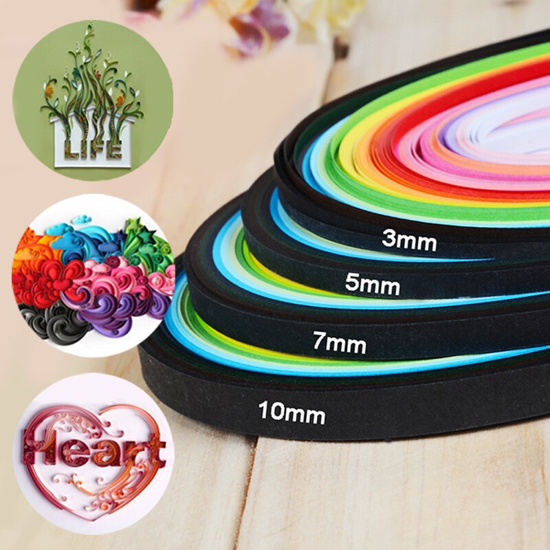 260 unids/lote de Origami hecho a mano para niños, 3mm, 5mm, 7mm, 10mm, manualidades DIY, papel de filigrana a rayas de colores mezclados