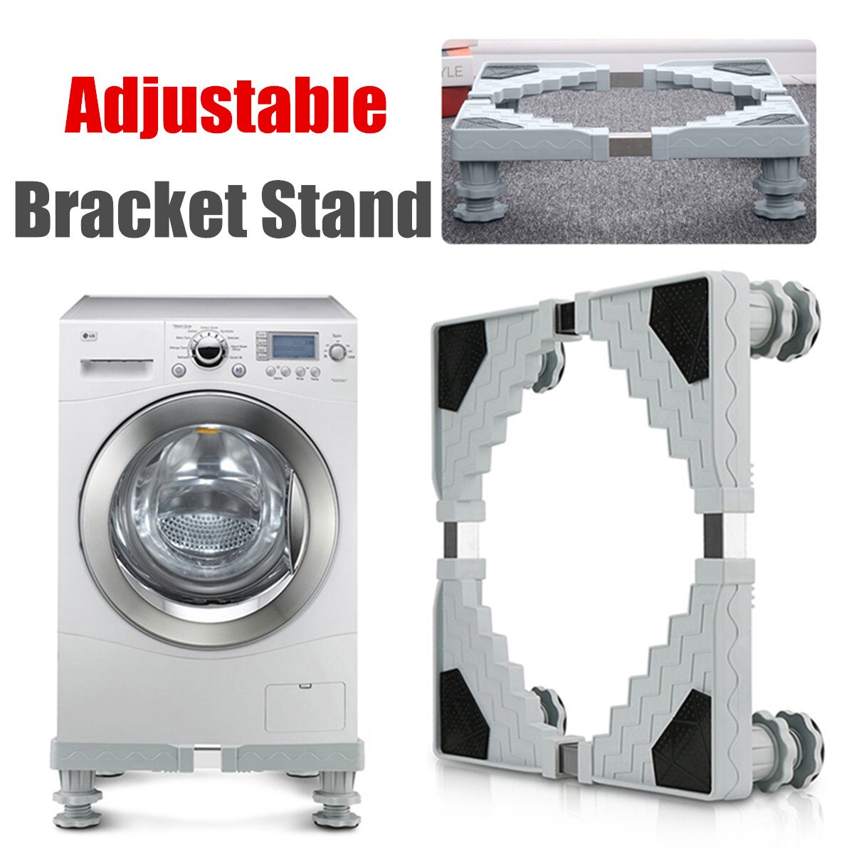 4 Foot Washing Machine Floor Stand Adjustable Movable Base Holder for Refrigerator Fridge Universal Machine Carriage Mount